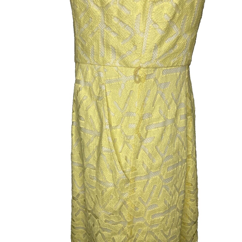 Adrianna Papell Dress Women Size 8 Yellow Lace Fit Flare Pockets Knee Length - Picture 10 of 11